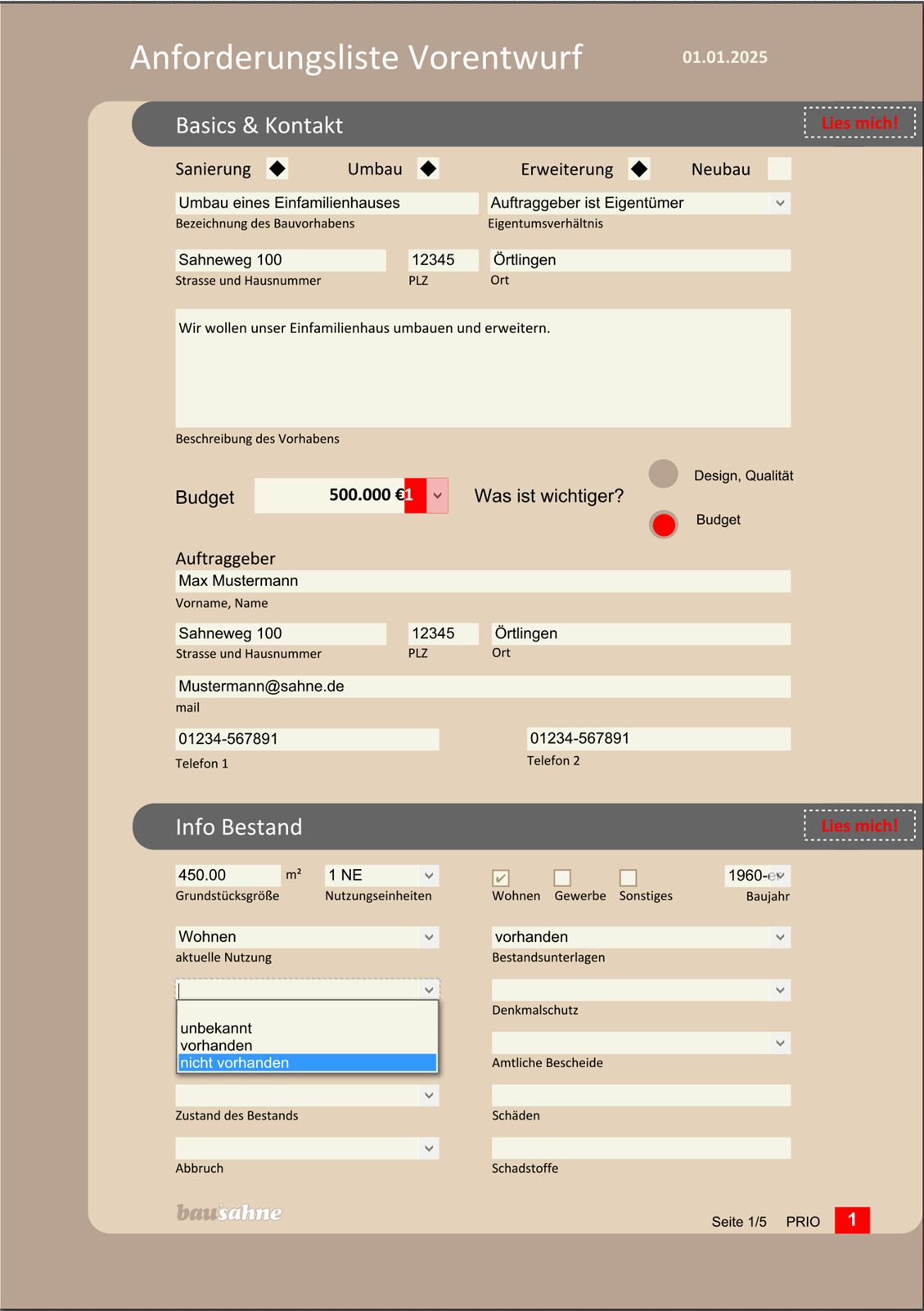 Priorisierte Anforderungsliste Bau Seite1